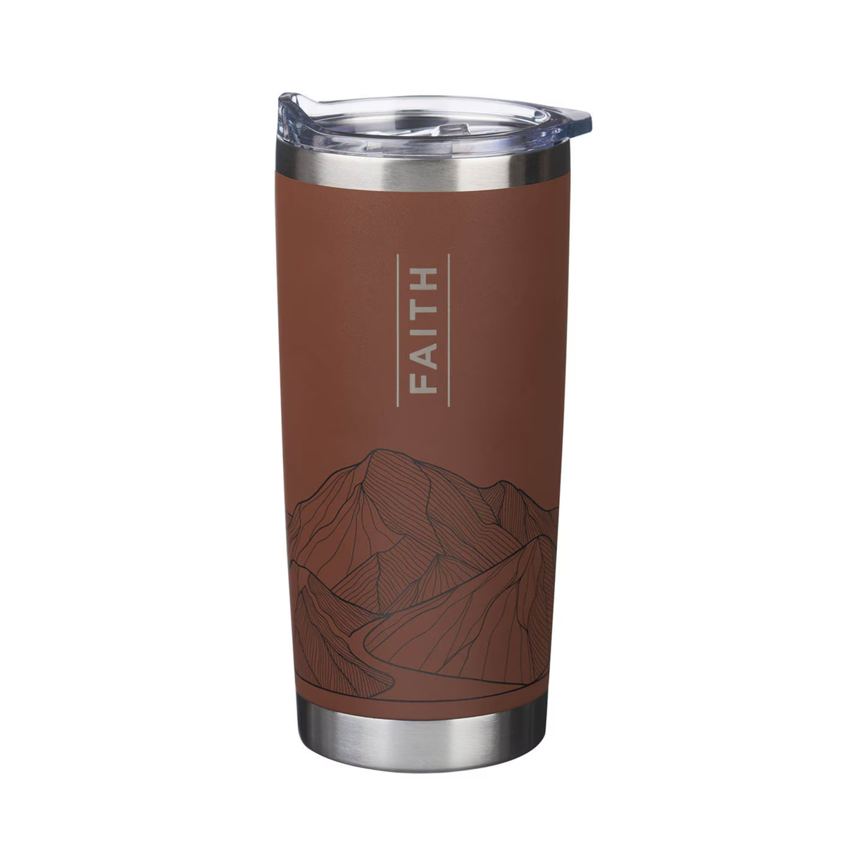 Faith Brown Stainless Steel Travel Tumbler - Matthew 17:20