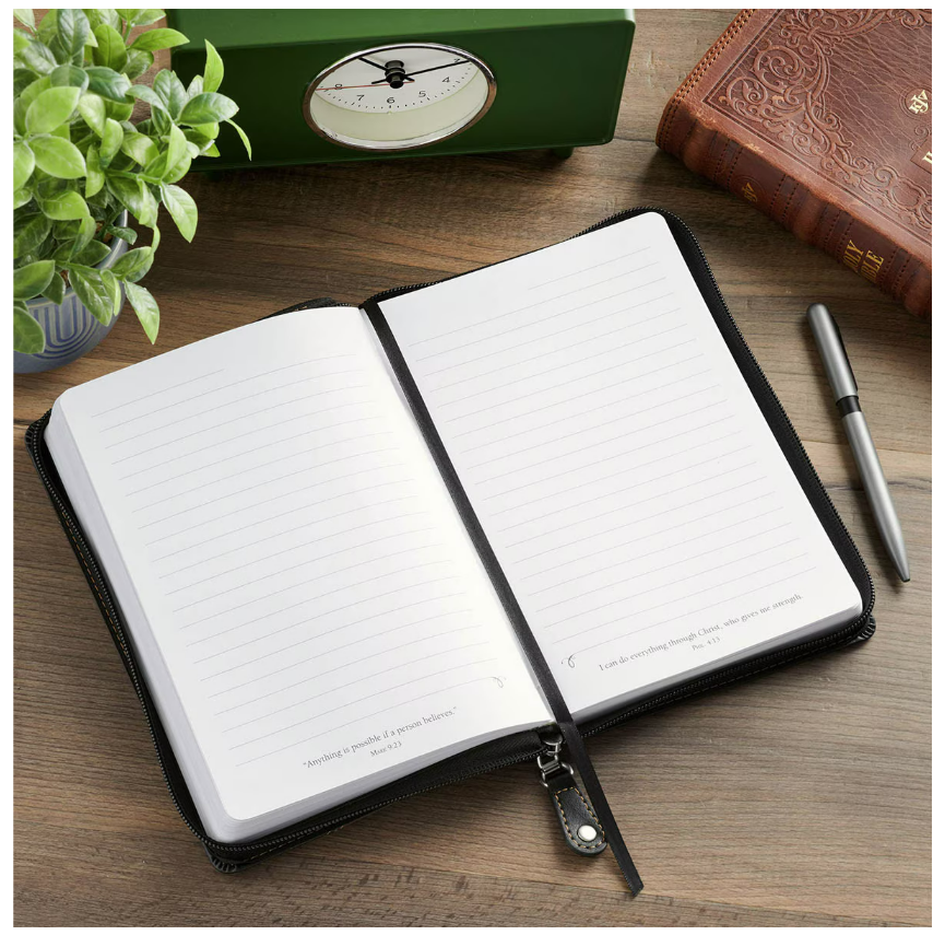Man of God Espresso Brown and Walnut Faux Leather Classic Journal with Zipper Closure - 1 Timothy 6:11