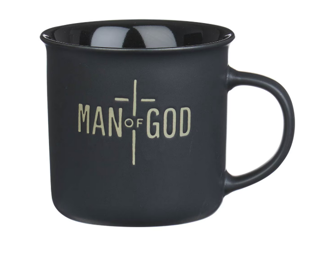 Man of God Matte Black Ceramic Coffee Mug - 1 Timothy 6:11