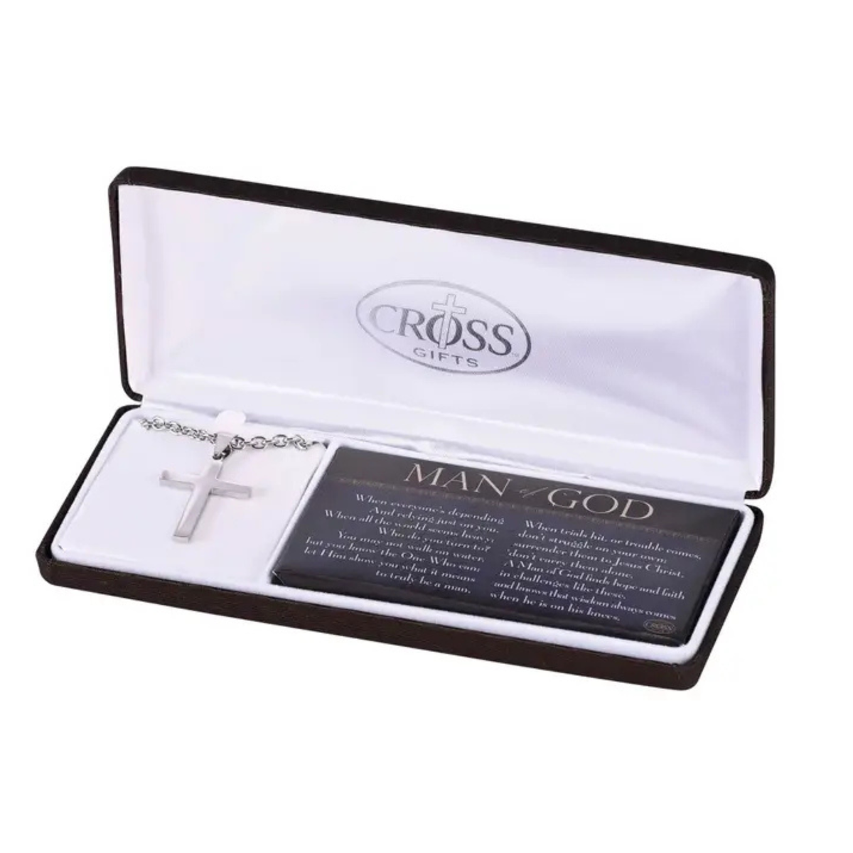 Man of God Necklace Box Cross Stainless Steel