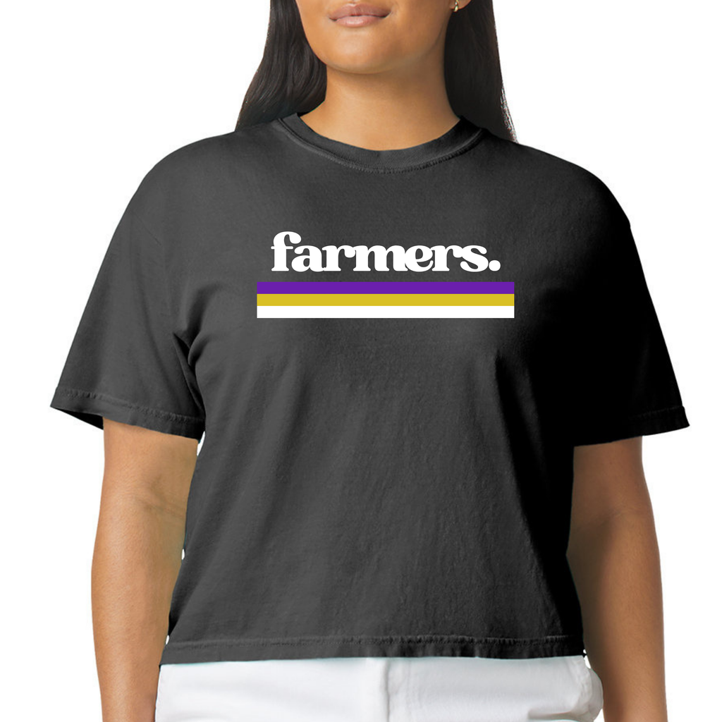 Farmers retro stripe crop Tee
